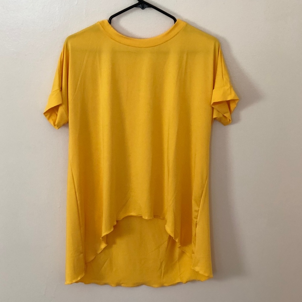 ROMWE Yellow High-Low Shirt